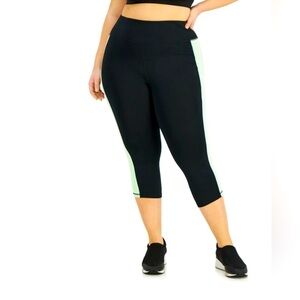 Women's Black Neon Green Athletic Leggings